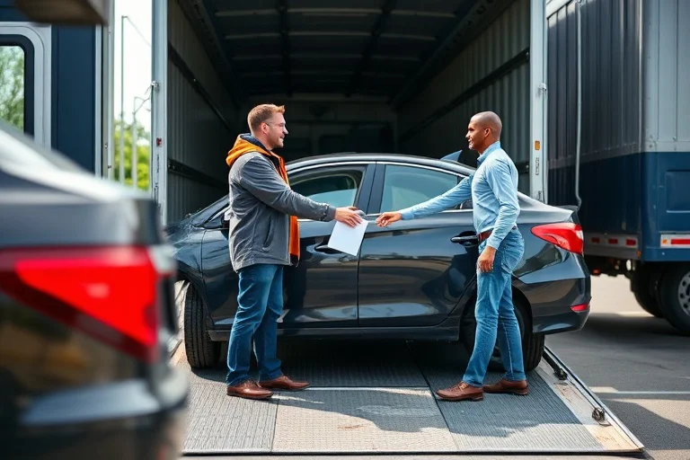 Vehicle owner beside their delivered car in Birmingham, Alabama, United States