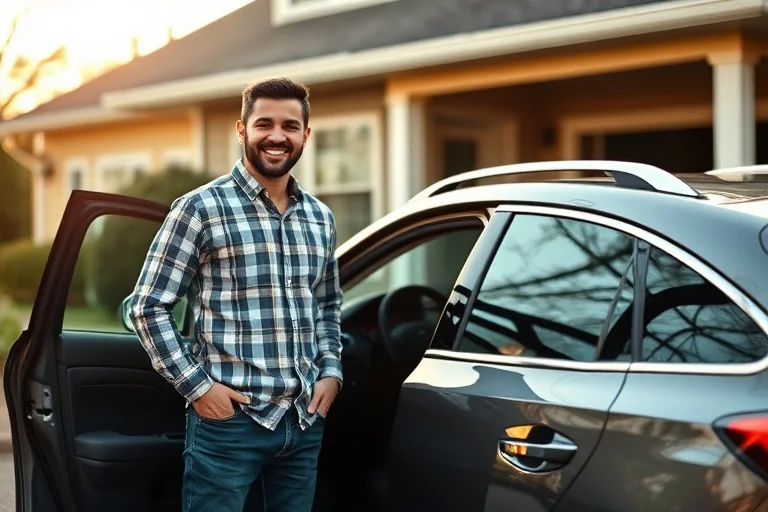 Car delivered to a driveway in Huntsville, Alabama, United States