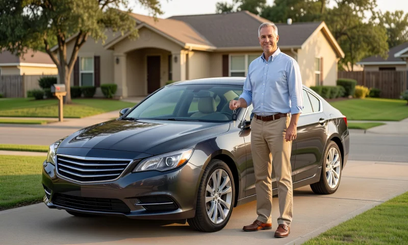Car delivered to a driveway in Texas, United States