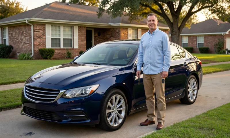 Car delivered to a driveway in Houston, Texas, United States